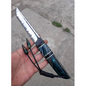 КРАСЕНЬ ТАНТО ніж ручної роботи майстра Павла Гончаренка, сталь - К110 в нержавійці 95х18 через нікель. Photo 3